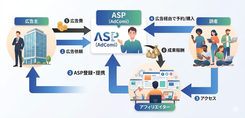 アフィリエイト広告の仕組み図